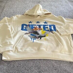 GFTD LA Cream Dove Graphic Hoodie Sweatshirt Size Medium NWOT